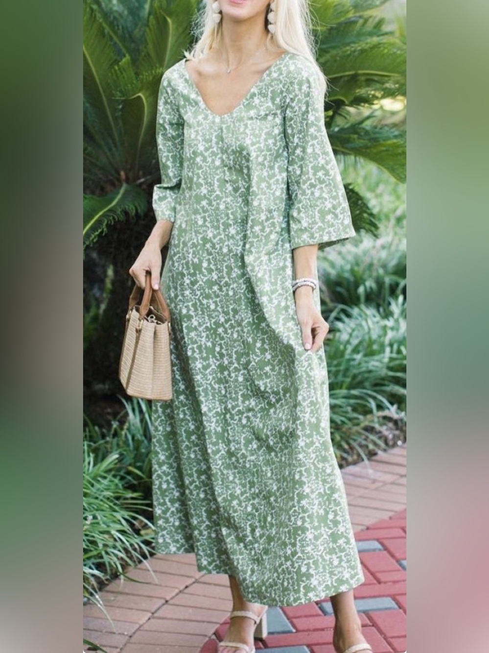 Parterre Isobel Green Garden Floral Maxi Dress NWT